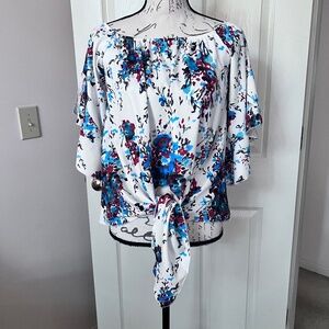 Off Shoulder Bell Sleeve Tie Knot Top